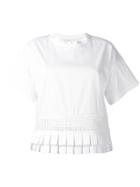 Capucci Pleated Hem T-shirt, Women's, Size: Large, White, Cotton/polyamide/spandex/elastane
