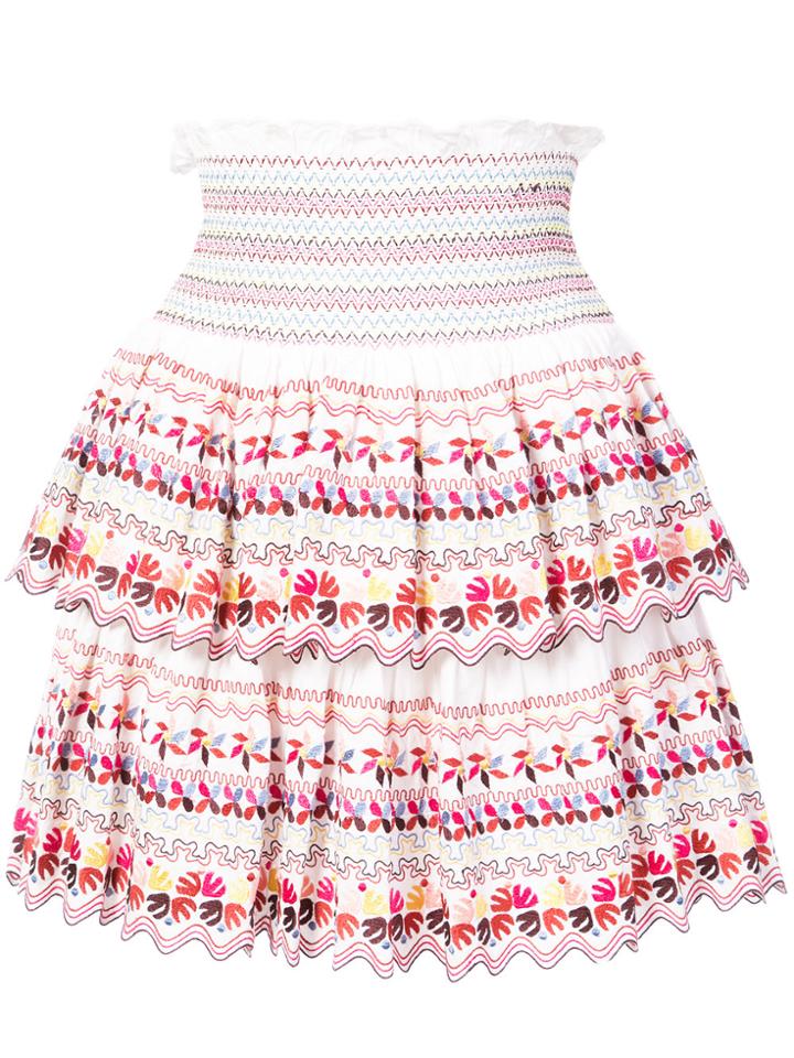 Amur Embroidered High Waisted Skirt - White
