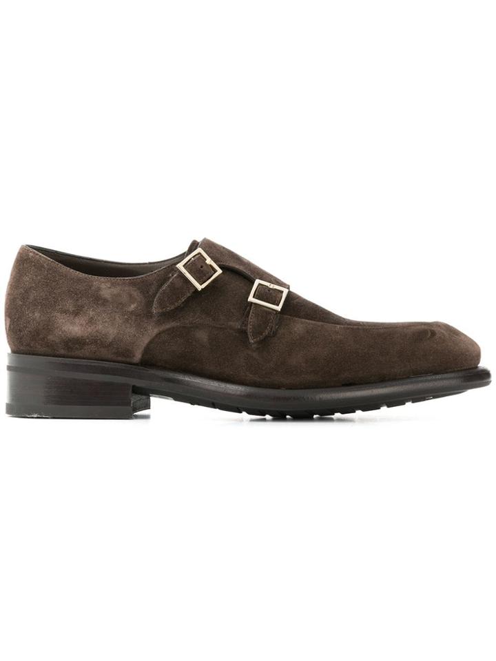 Santoni Suede Monk Shoes - Brown