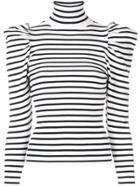 A.l.c. Striped Puff Shoulder Sweater - White