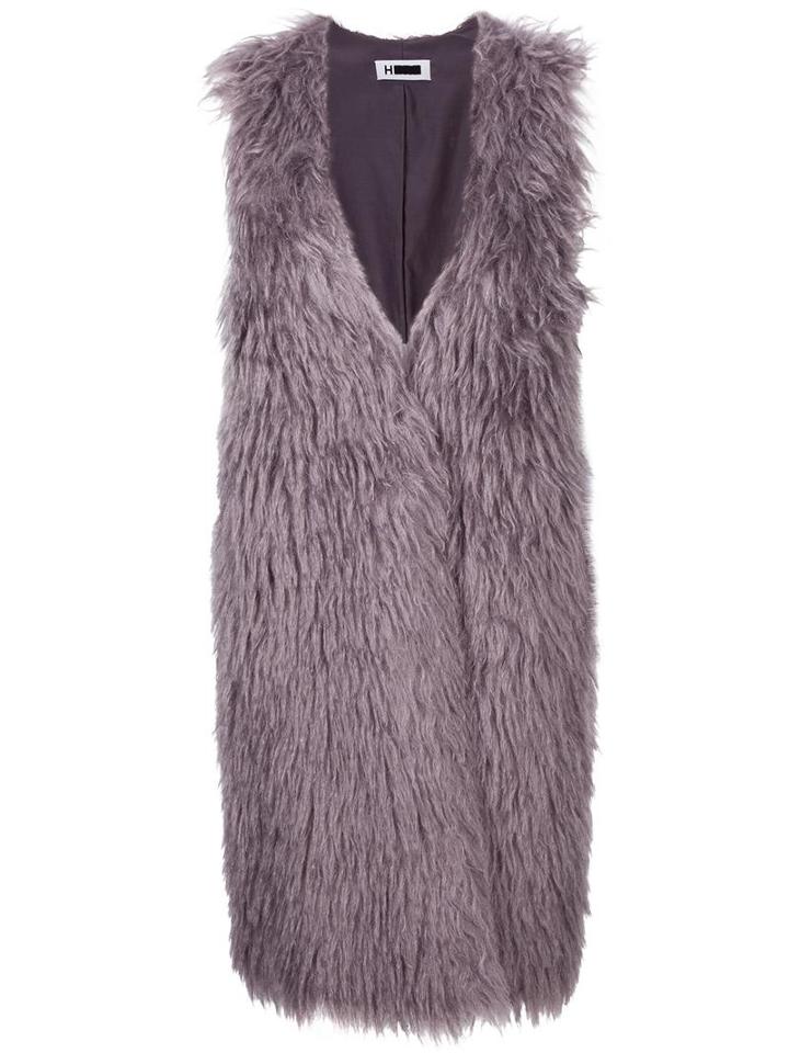 H Beauty & Youth. Faux-fur Gilet, Women's, Size: Medium, Grey, Cotton/cupro/mohair