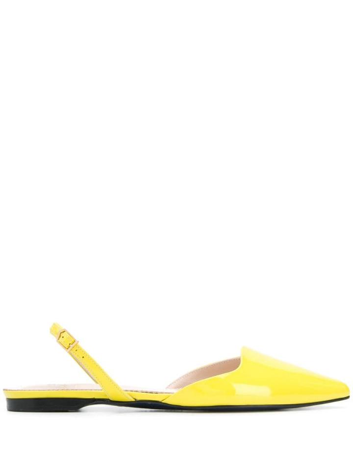 Suecomma Bonnie Slingback Pointed Ballerina Shoes - Yellow