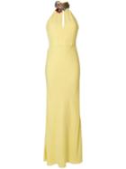 Alexander Mcqueen Gemstone Floral Neckline Gown - Yellow