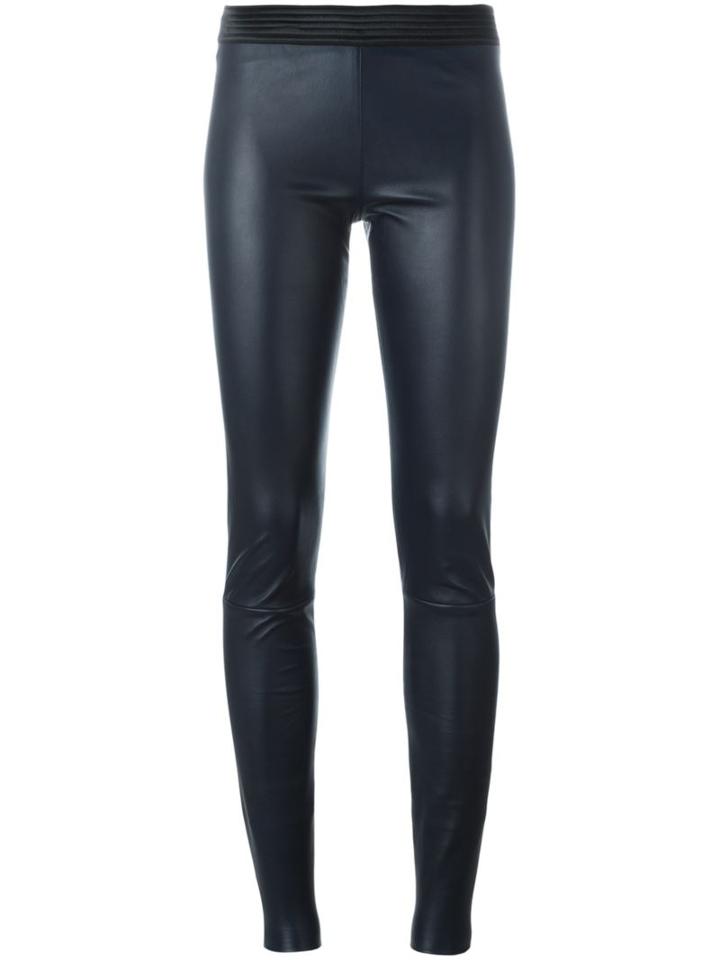 Drome Leather Skinny Trousers, Women's, Size: L, Blue, Leather
