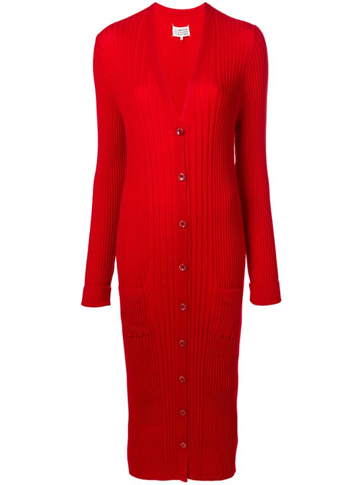 Maison Margiela Long Fitted Cardigan - Red