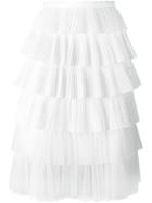 Rochas Pleated Tiered Skirt - White