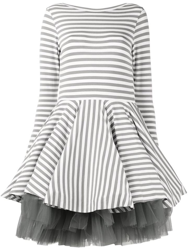 Natasha Zinko Striped Full Skirt Dress, Women's, Size: 40, Grey, Viscose/spandex/elastane/polyamide/cotton