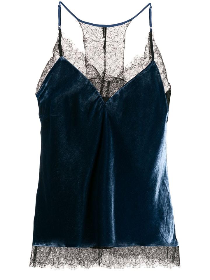Gold Hawk Lace-trim Camisole Top - Blue