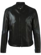 Neil Barrett Geometric Panelled Leather Jacket, Men's, Size: Medium, Black, Leather/viscose/polyester