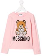 Moschino Kids Teen Winter Bear Logo Top - Pink