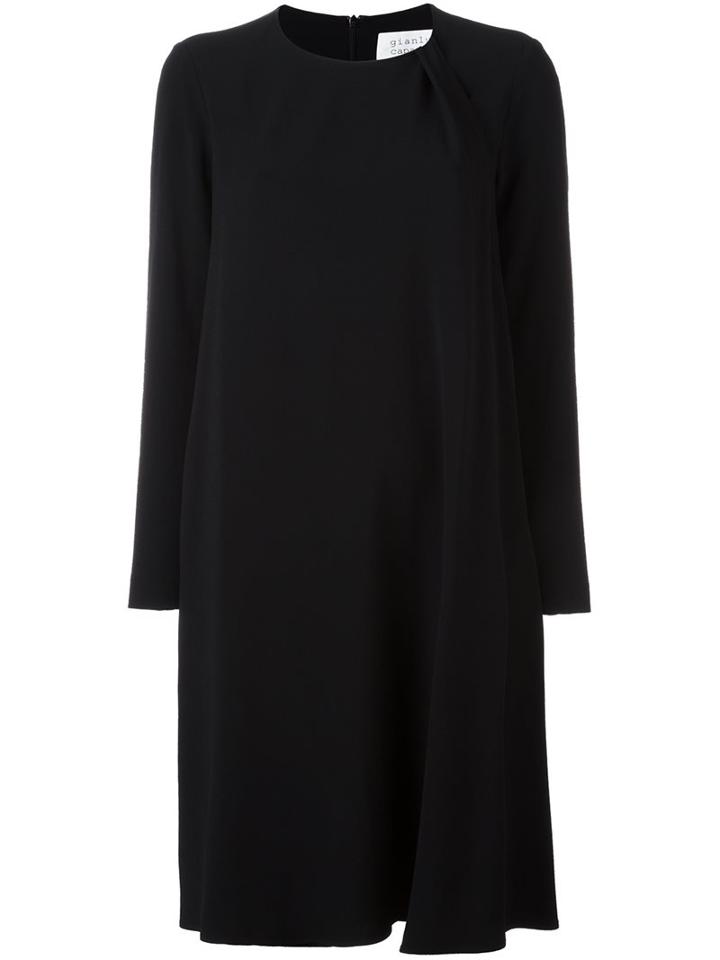 Gianluca Capannolo Draped Shift Dress, Women's, Size: 40, Black, Nylon/acetate/viscose