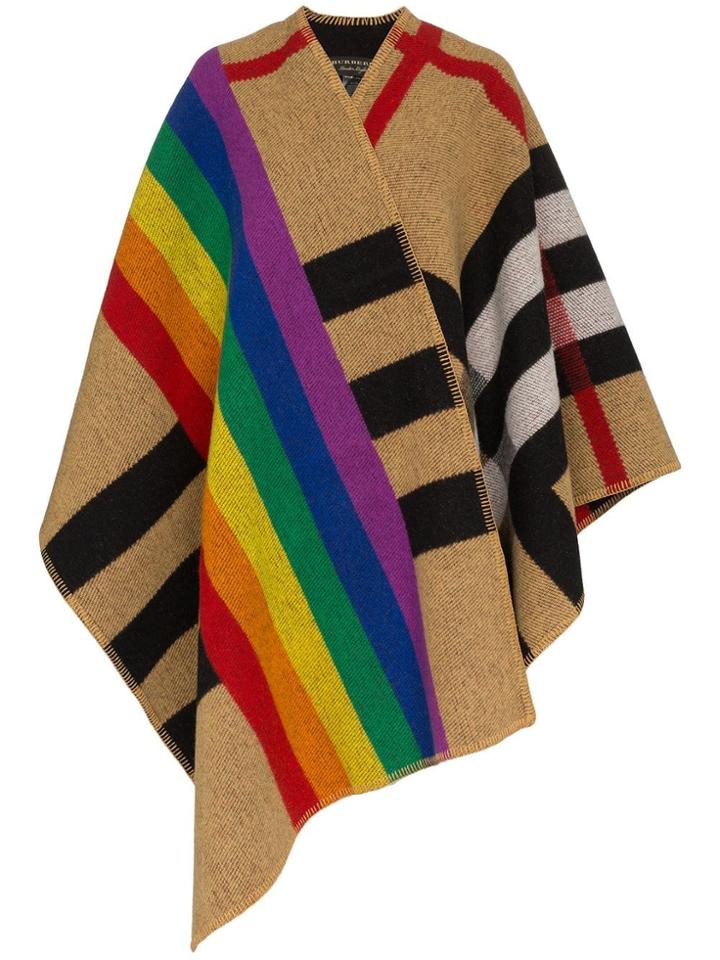 Burberry Check Rainbow Cashmere And Wool Poncho - Unavailable