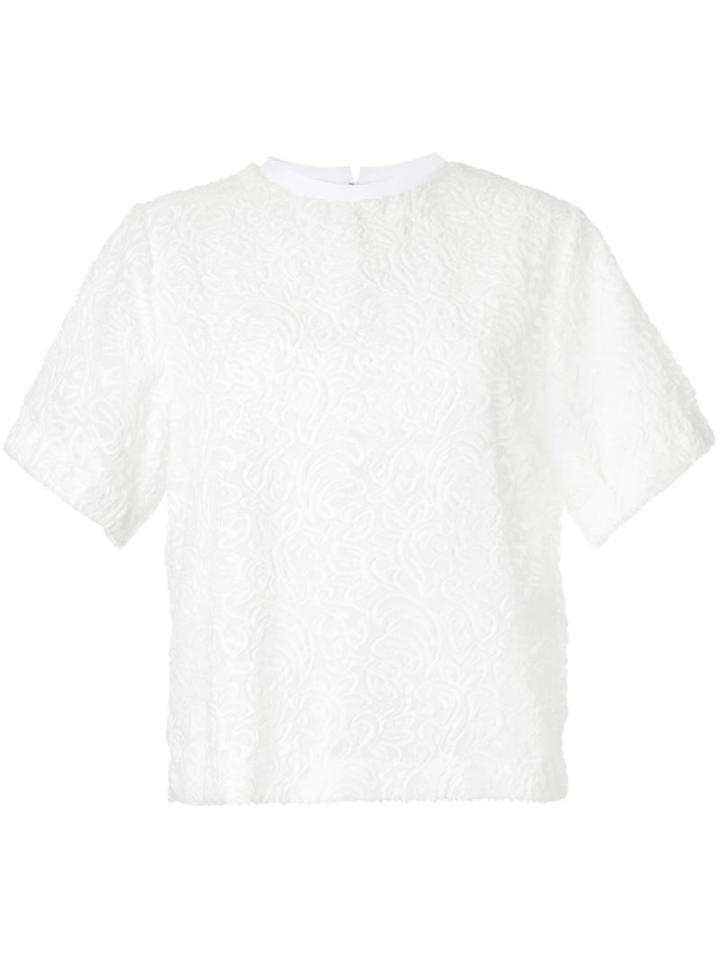 Le Ciel Bleu Cut Jacquard Short Sleeve Top