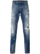 Dolce & Gabbana Ripped Detail Jeans, Men's, Size: 54, Blue, Cotton