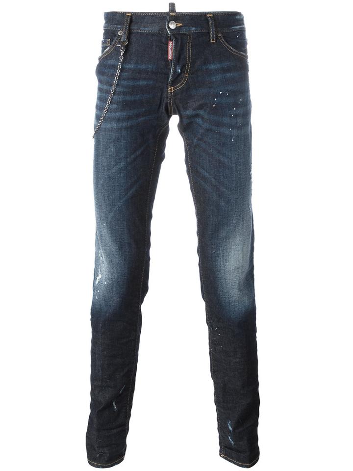 Dsquared2 - 'slim' Chain Trim Jeans - Men - Cotton/spandex/elastane - 54, Blue, Cotton/spandex/elastane