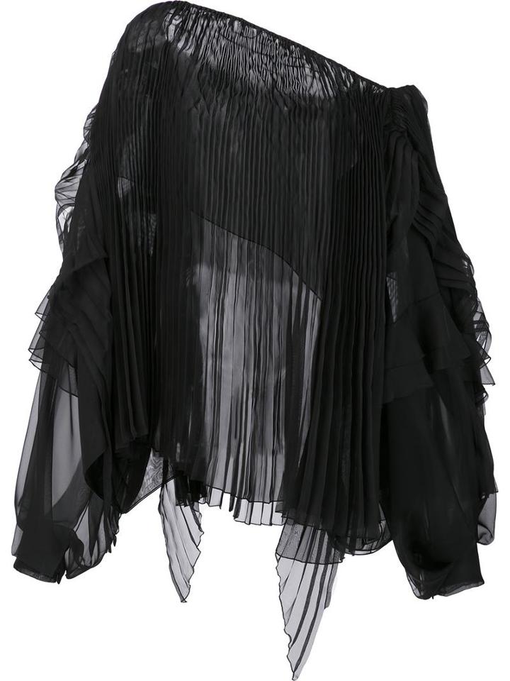 Alexandre Vauthier Longsleeved Pleated Blouse, Women's, Size: 38, Black, Polyester