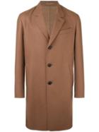 Caruso Notched Lapel Mid Coat, Men's, Size: 52, Brown, Camel Hair/cupro
