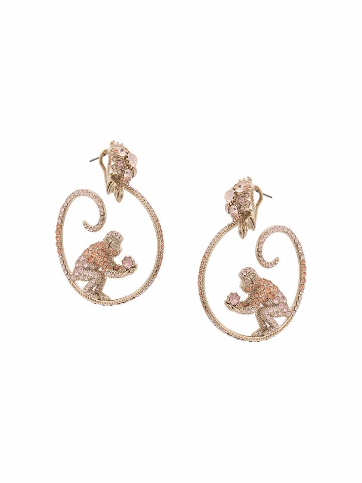 Marchesa Notte Gemstone Encrusted Monkey Hoop Earrings - Metallic