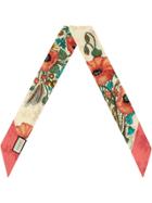 Gucci Neck Bow With Poppy Print - White
