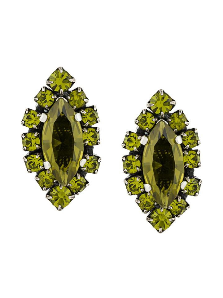 Radà Embellished Stud Earrings - Green
