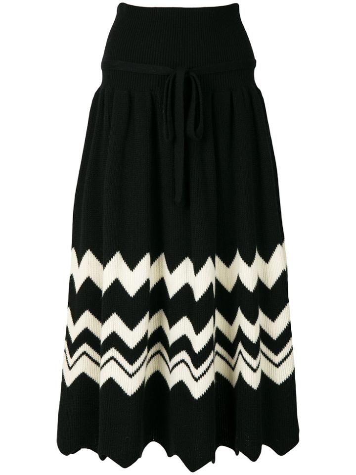 Comme Des Garçons Vintage 1989 Zig-zag Knitted Skirt - Black
