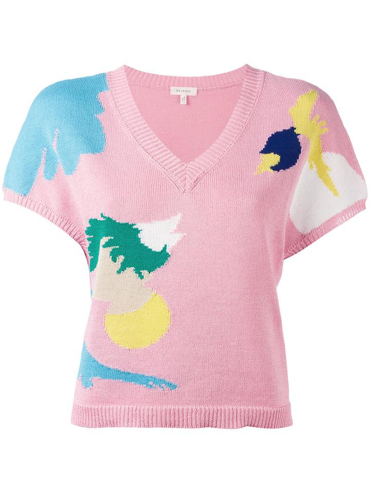 Delpozo Abstract Pattern Jumper, Women's, Size: Small, Pink/purple, Cotton