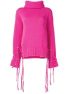 Mcq Alexander Mcqueen Lace Up Sweater - Pink & Purple