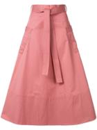 Co Belted A-line Midi Skirt - Pink