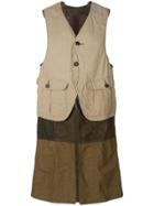 Ziggy Chen Long-length Panelled Waistcoat - Brown