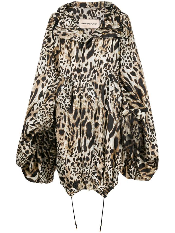 Alexandre Vauthier Oversized Leopard Print Cape - Neutrals