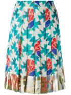 Chanel Vintage Floral Print Pleated Skirt, Women's, Size: 40