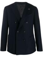 Lardini Double-breasted Knitted Suit Jacket - Blue