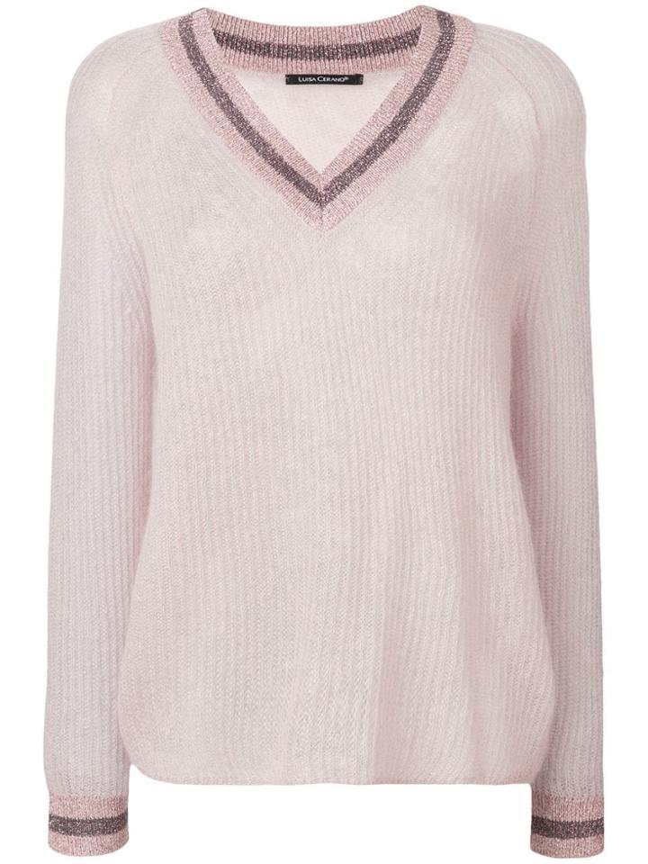 Luisa Cerano V-neck Jumper - Pink