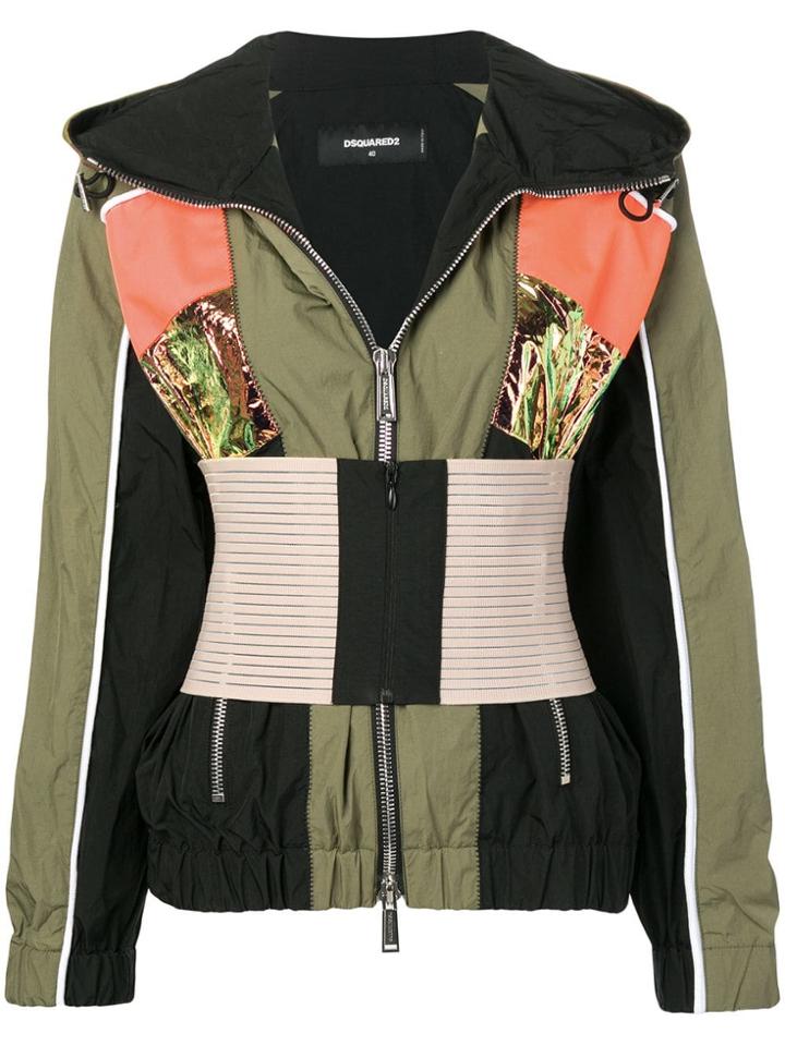 Dsquared2 Constance Iridescent Insert Bomber Jacket - Green