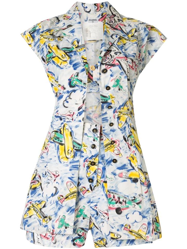 Chanel Pre-owned 3 Piece Airplane Print Suit - White