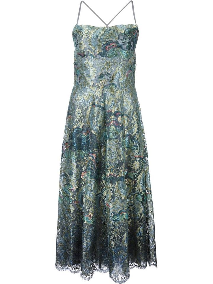 Valentino Spaghetti Strap Lace Dress, Women's, Size: 42, Green, Silk/polyamide/spandex/elastane