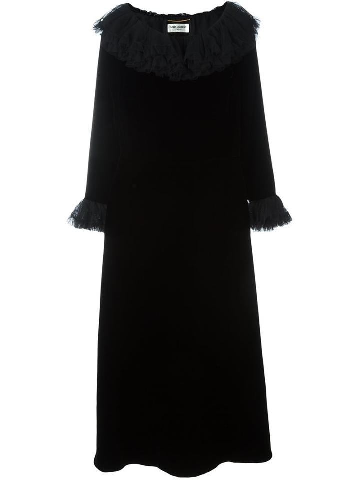 Saint Laurent Layered Tulle Trim Dress