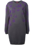 Mcq Alexander Mcqueen Bird Print Dress, Women's, Size: Medium, Grey, Cotton/polyester