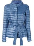 Herno - High Neck Jacket - Women - Cotton/feather Down/polyamide/acetate - 40, Blue, Cotton/feather Down/polyamide/acetate