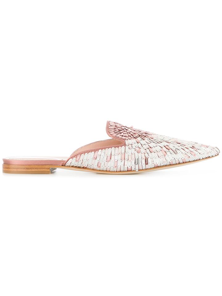 Alberta Ferretti Sequin Embellished Mules - Pink & Purple