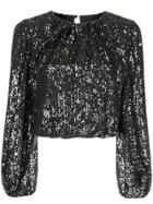 Alice+olivia Avila Sqn Crnk Blsn Slv Cr Top - Black