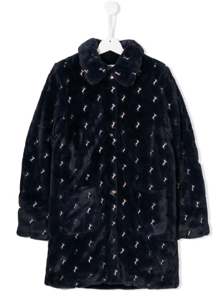 Chloé Teen Faux Fur Coat - Blue