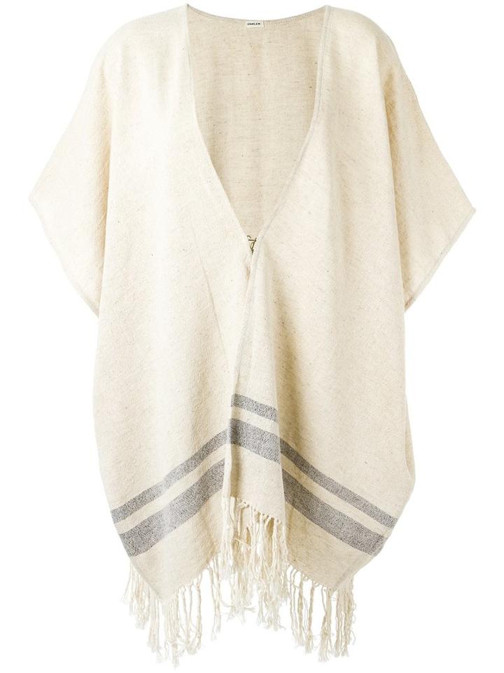 Osklen - Zipped Knitted Poncho - Women - Cotton/linen/flax - One Size, Nude/neutrals, Cotton/linen/flax