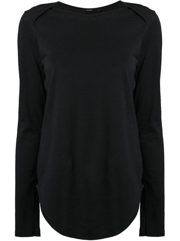 Bassike Envelope Scoop Hem T-shirt, Women's, Size: M, Black, Organic Cotton