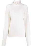 Pinko Embellished Rollneck Sweater - White