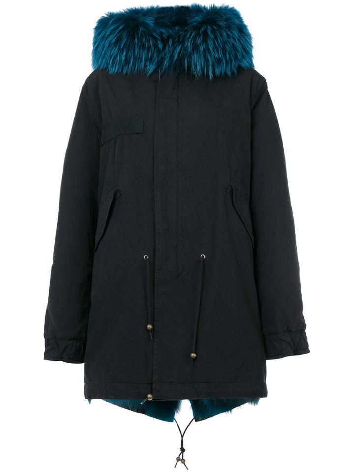 Mr & Mrs Italy - Hooded Parka - Women - Cotton/fox Fur/polyamide - Xxs, Black, Cotton/fox Fur/polyamide