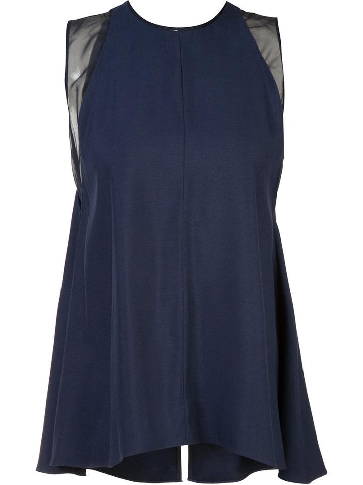 Adam Lippes Flared Layer Tank, Women's, Size: 2, Blue, Viscose