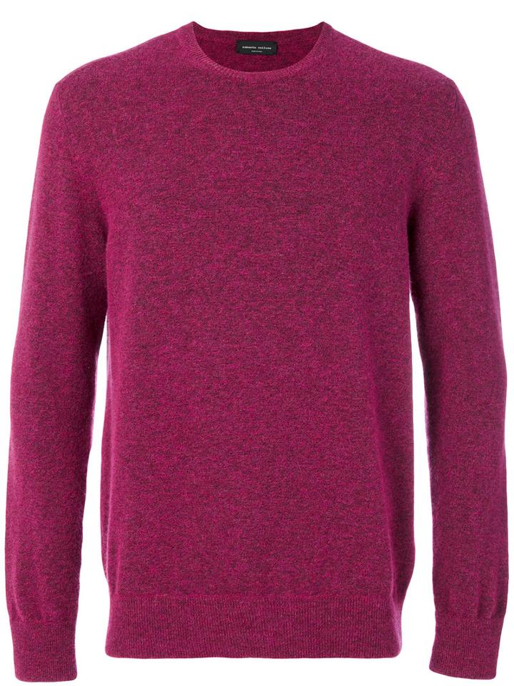 Roberto Collina - Crew Neck Jumper - Men - Polyamide/spandex/elastane/alpaca/merino - 52, Pink/purple, Polyamide/spandex/elastane/alpaca/merino