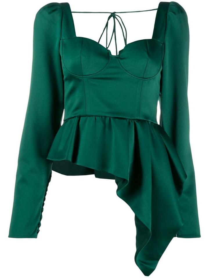 Self-portrait Asymmetric Bustier Top - Green