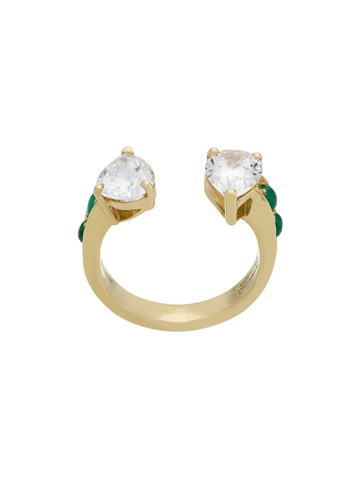 Dubini Theodora Zirconium Double Tear 18kt Gold Ring - Metallic